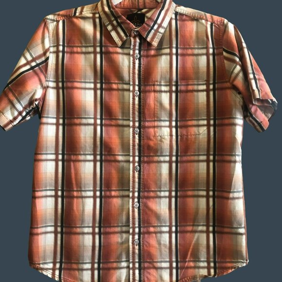 Prana Button Down Short Sleeve Sz S Plaid Shirts Set of 2 Pocket Casual Street W - Picture 3 of 9